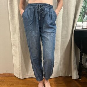 Blue and White Striped Crop Top